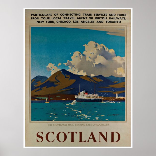 Scotland Kyle of Lochalsh Vintage Travel Poster (Front)