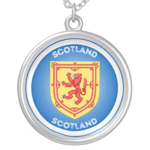 Scotland Lion Rampant Patriotic Round Shape Silver Plated Necklace