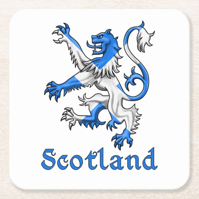 Scotland Lion Rampant Square Paper Coaster (Front)