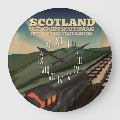 Scotland Locomotive Travel Poster Large Clock