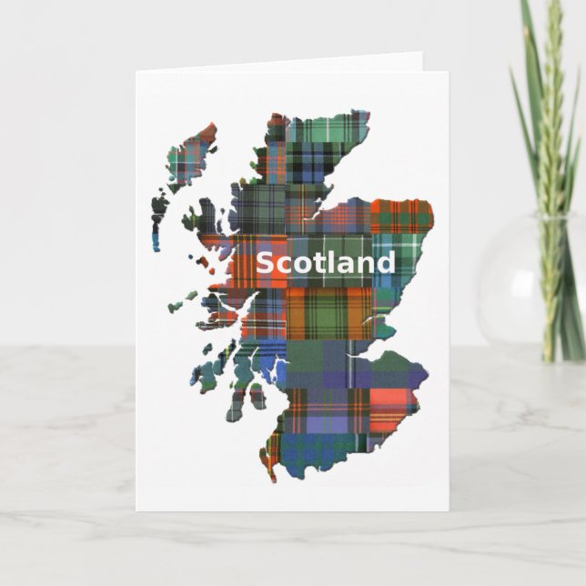Scotland Map Multi Tartan Card (Front)