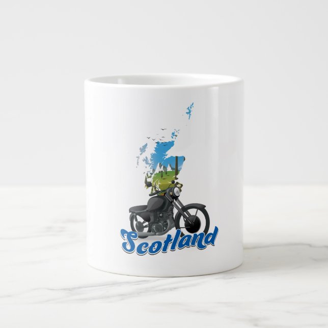 Scotland Motorcycle map travel poser Giant Coffee Mug (Front)