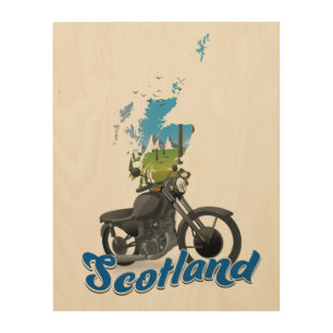 Scotland Motorcycle map travel poser Wood Wall Art