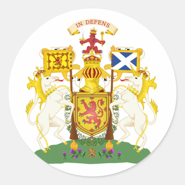 Scotland Official Coat Of Arms Heraldry Symbol Classic Round Sticker ...