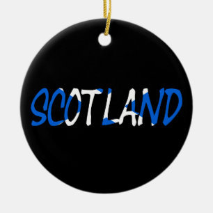 Scotland overlaid on Scottish Flag orncnt Ceramic Ornament