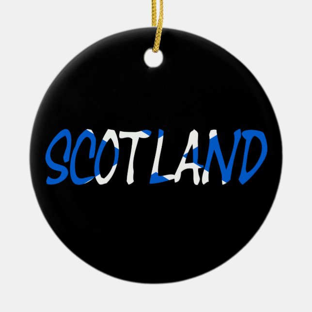 Scotland overlaid on Scottish Flag orncnt Ceramic Ornament (Front)