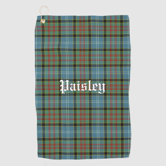 Scotland Paisley District Tartan Personalized Golf Towel (Front)