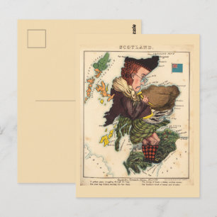 Scotland Pictorial maps Vintage Postcard