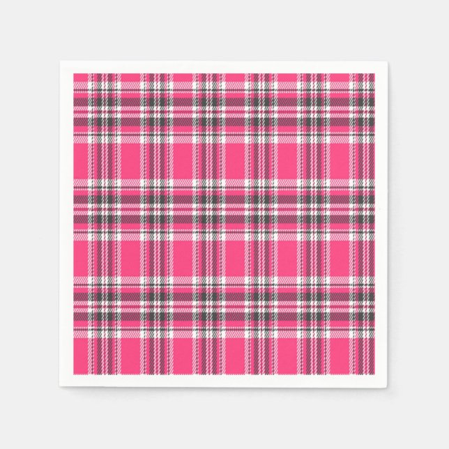 Scotland Pink and Black Tartan Plaid Napkins (Front)
