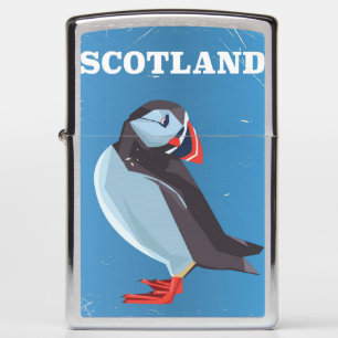 Scotland Puffin bird Vintage travel poster Zippo Lighter