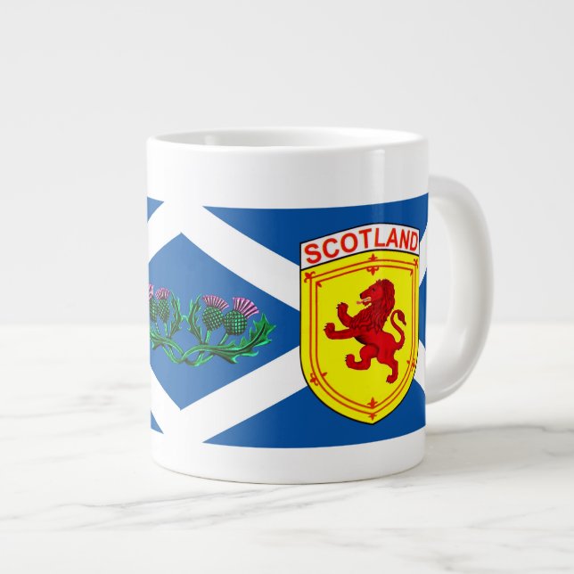 Scotland,  Rampant lion,  Ancient flag, thistle Giant Coffee Mug (Front Right)