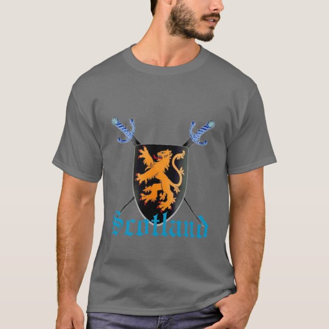 Scotland Rampant Lion Cross Swords Tee Customized (Front)