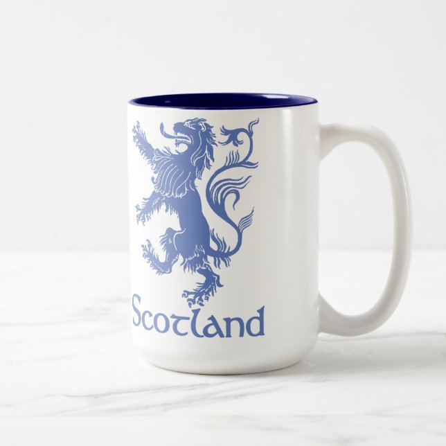 Scotland Rampant Lion Mug, Scottish Heritage Two-Tone Coffee Mug (Right)