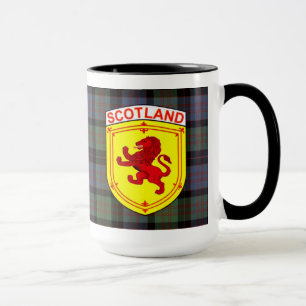 Scotland red Rampant Lion, MacDonadld tartan plaid Mug