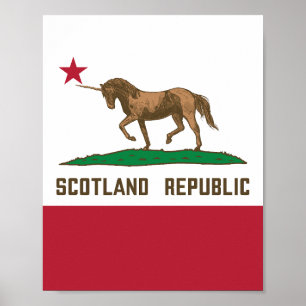 Scotland Republic California Flag Unicorn Poster