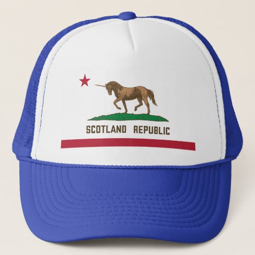 Scotland Republic California Flag Unicorn Trucker Hat
