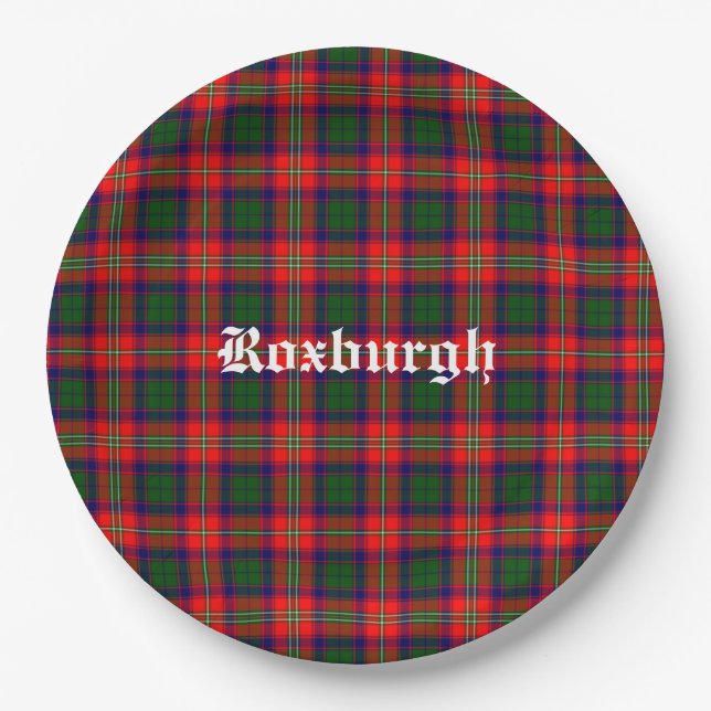 Scotland Roxburgh District Tartan Personalized Paper Plates (Front)