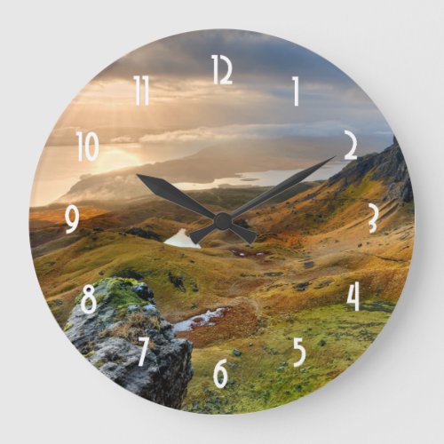 Scotland Scenic Rolling Hills Landscape Large Clock