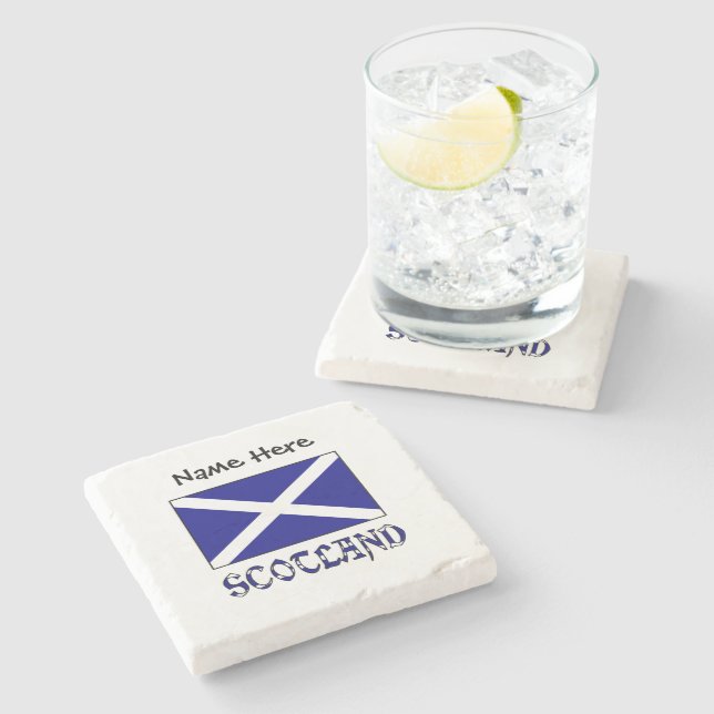 Scotland Scot Flag Personalized  Stone Coaster (Side)