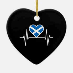 Scotland - Scotland Flag Heartbeat Ceramic Ornament