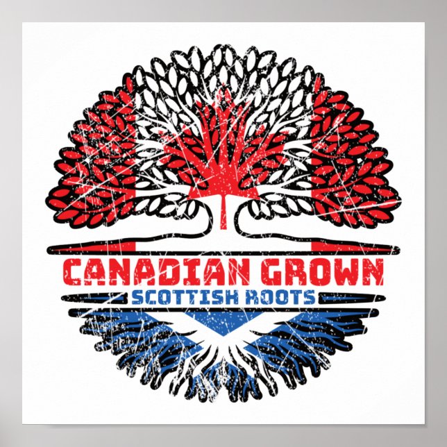 Scotland Scottish Canadian Canada Tree Roots Flag Poster (Front)
