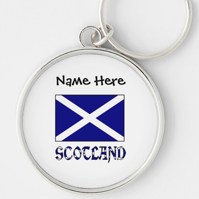 Scotland Scottish Flag Black Personalization  Keychain (Front)