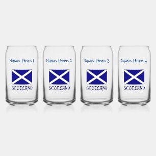 Scotland Scottish Flag Blue Personalization Can Glass
