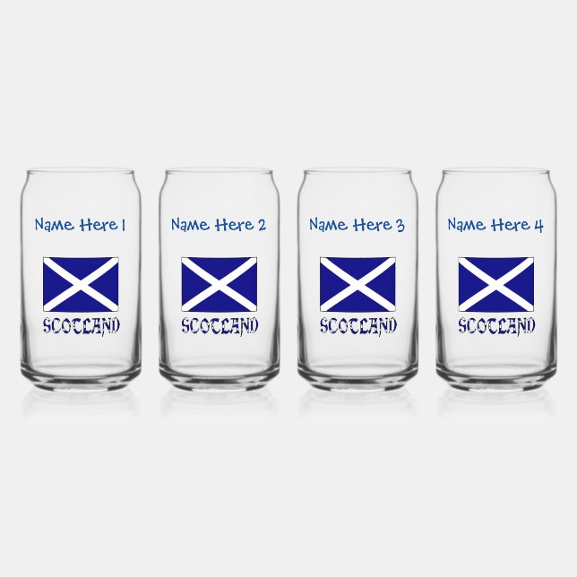 Scotland Scottish Flag Blue Personalization  Can Glass (Front)