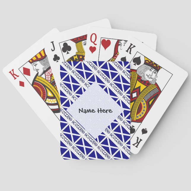 Scotland Scottish Flag Tiled Black Personalization Poker Cards (Back)