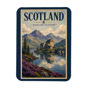 Scotland Scottish Highland Illustration Travel Art Magnet