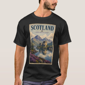 Scotland Scottish Highland Illustration Travel Art T-Shirt