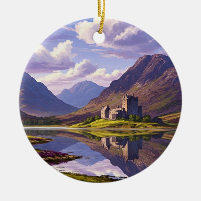 Scotland Scottish Highlands Castle Travel Ceramic Ornament (Front)