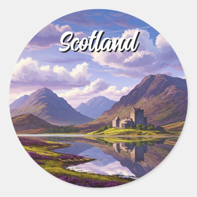 Scotland Scottish Highlands Castle Travel Classic Round Sticker (Front)