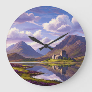 Scotland Scottish Highlands Castle Travel Large Clock