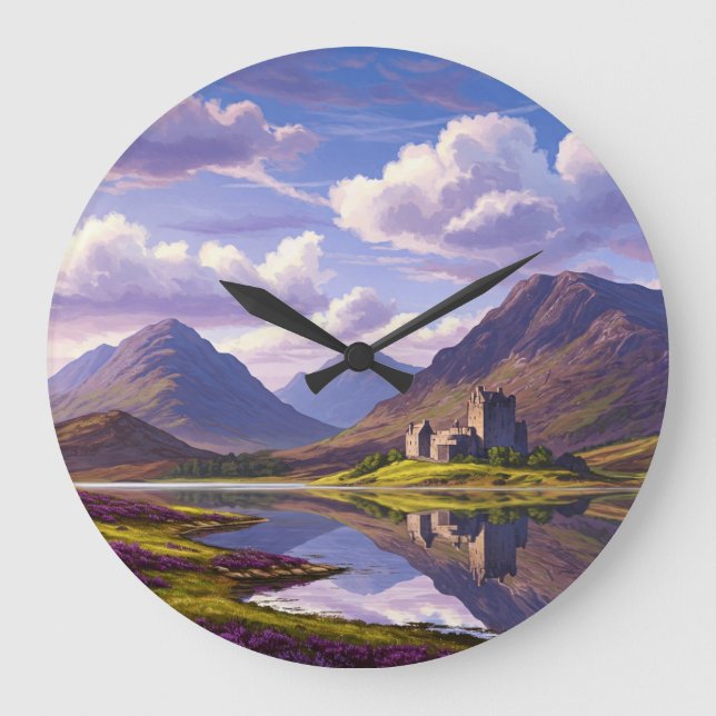 Scotland Scottish Highlands Castle Travel Large Clock (Front)
