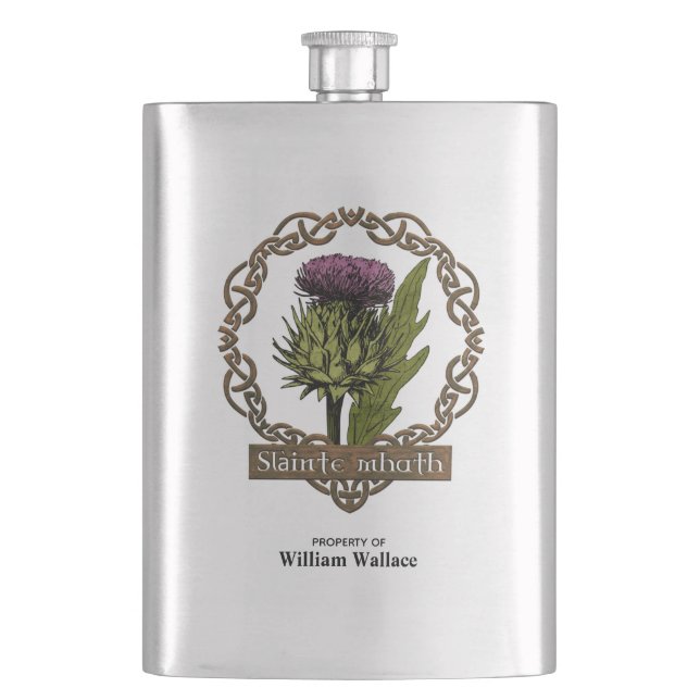 Scotland Scottish Thistle and Scots Gaelic Toast Flask (Front)