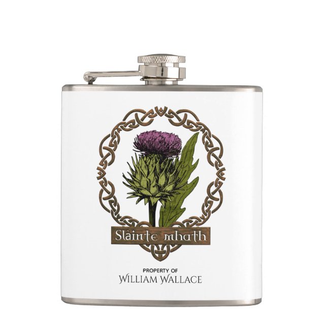 Scotland Scottish Thistle and Scots Gaelic Toast Flask (Front)