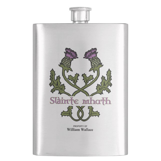 Scotland Scottish Thistle and Scots Gaelic Toast Flask (Front)