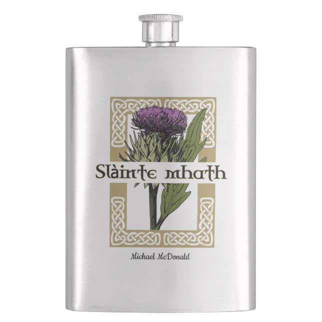 Scotland Scottish Thistle and Scots Gaelic Toast Flask (Front)