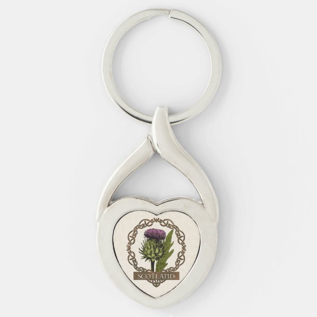 Scotland Scottish Thistle Celtic Knots Keychain (Front)