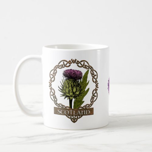 Scotland Scottish Thistle Celtic Knots Monogram Coffee Mug