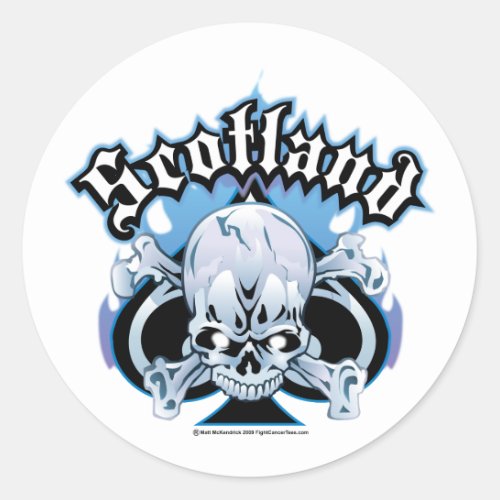 Scotland Skull and Ace Classic Round Sticker