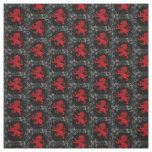 Scotland, Snow speckle, Red Rampant Lion, on black Fabric