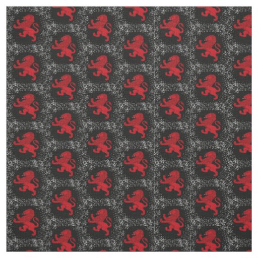 Scotland, Snow speckle, Red Rampant Lion, on black Fabric