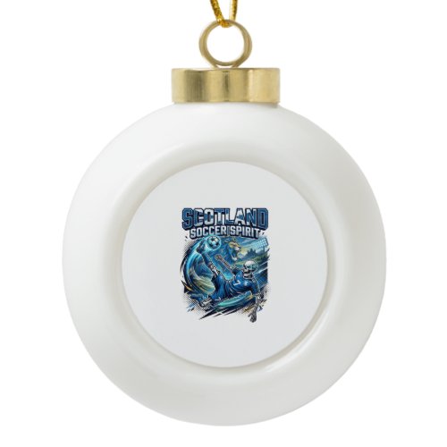 Scotland Soccer Spirit Skeleton Striker Nations Pr Ceramic Ball Christmas Ornament