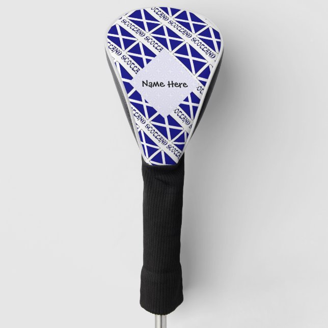 Scotland St Andrew's Cross Flag Tiled Your Name Golf Head Cover (Front)