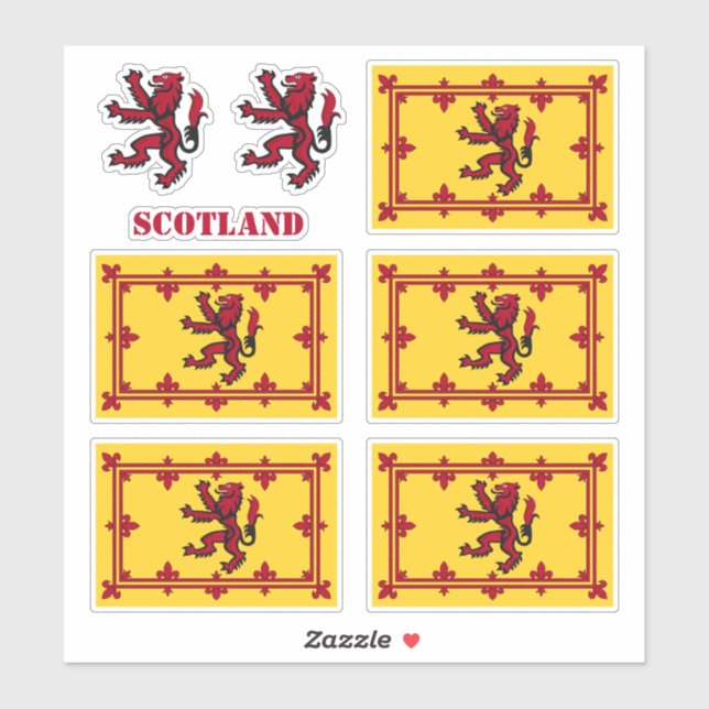 Scotland stickers, Rampant & Scottish Flag / Lion Sticker (Sheet)