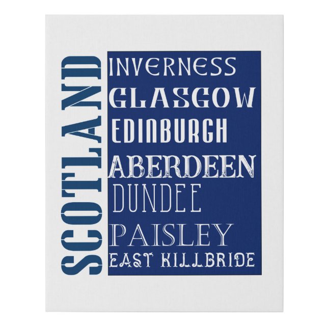 Scotland Subway Word Art Faux Canvas Print (Front)