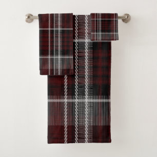 Scotland Tartan Burgundy Grey Celtic Plaid Bath Towel Set