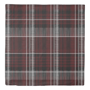 Scotland Tartan Burgundy Grey Celtic Plaid Duvet Cover